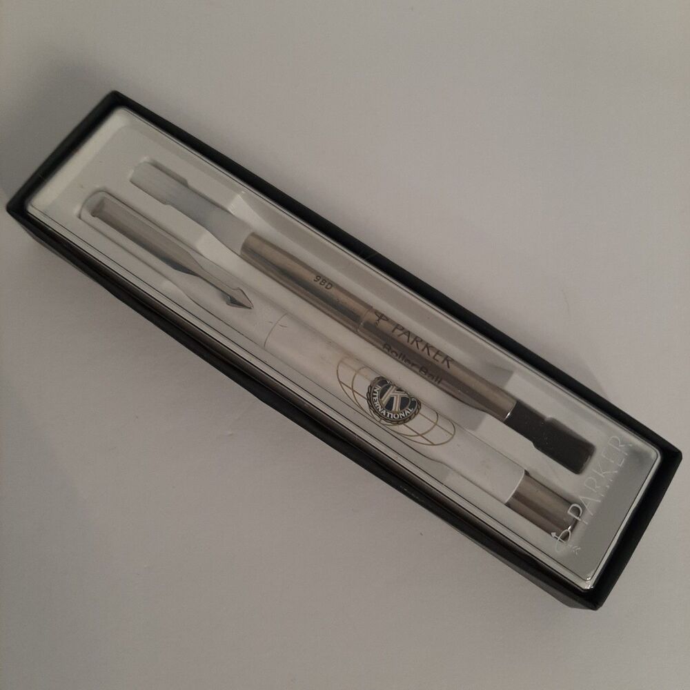 Vintage Parker Arrow Clip Roller Ball Ink Pen With Box Kiwanis Club Advertising - Picture 2 of 4